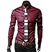 Produktbild Herren Shirts, manadlian 2017 New Fashion Herren Luxus Business stylisches Slim Fit Freizeithemd Baumwolle Tops Lange Ärmel T Shirt Revers Hals passt, rot, L