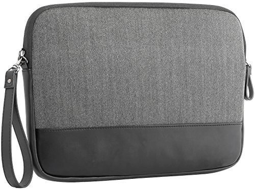 StilGut Notebook-Sleeve Charlie, Universal Notebook-Schutzhülle aus Stoff für Notebooks bis 12". Gepolsterte Schutz-Tasche mit praktischen Innenfächern und Reißverschluss, Dunkelgrau