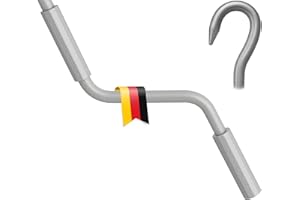 markiso Markisenkurbel 160 cm Grau – Kurbel für Markise mit Fleischerhaken – Kurbelgestänge Pulverbeschichtet, Rostfrei, Ergonomische Griffe, Freilaufend für Leichte Bedienung