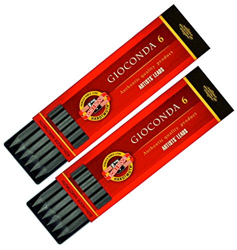 KOH-I-NOOR Minen 5,6mm 6B K4865 für Druckbleistift 120 mm Länge (2 Set) + intervisio Anspitzer / Radiergummi – Bundle - 4