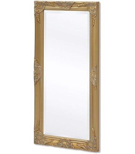MO.WA Specchio Da Parete Moderno Con Cornice Oro - 43x138 Cm, Made In Italy, Legno Massello E Cristallo 4mm, Gancio D-Ring, Design Geometrico - 3