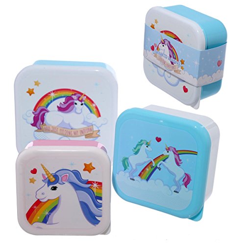 Einhorn Vesperdosen 3er Set aus Kunststoff / Rainbows & Unicorns Lunchboxen in 3 verschiedenen Größen - 5