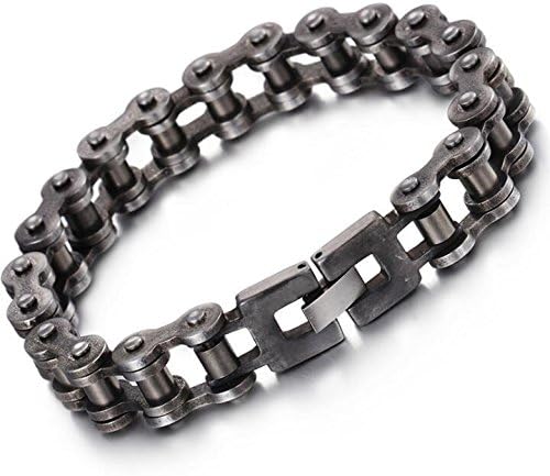 Yorwell Men Bracelet Stainless Steel Heavy-duty Motorbike Chain Bangle Bracelet Black for Men with Gift Box
