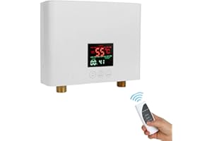AYYDS Piccolo scaldabagno elettrico senza serbatoio 3 KW 220 V scaldacqua istantaneo adatto per la cucina da appendere a parete da 30 a 55 °C display digitale pronto per il collegamento (colore bianco)