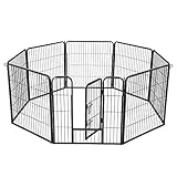 FEANDREA Enclos pour Chien, Parc pour Animaux de Compagnie, 8 Panneaux, Dimensions 77 x 80 cm, Gris PPK88G