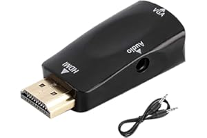 Garsent Adattatore HDMI a VGA 1080P Adattatore convertitore Femmina a VGA Femmina con Cavo di Uscita Audio 3,5 mm(Nero)