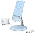 Anker Wireless Charger (MagGo), 633 2-in-1 Wireless Charging Station, Detachable Portable Charger, Only for iPhone 16/15/14/13/12 Series and AirPods Pro (Misty Blue)
