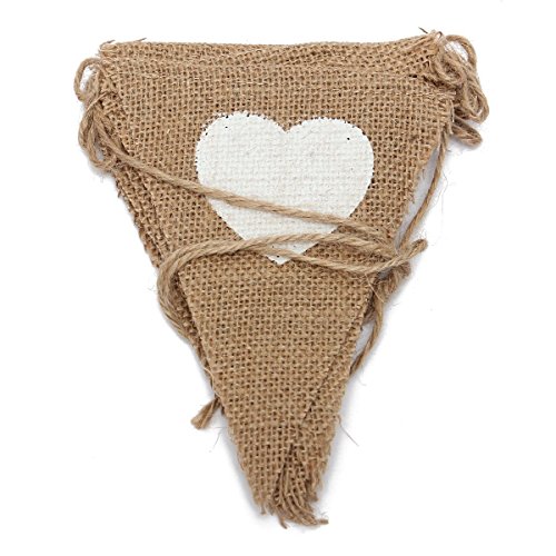 3m Wimpelkette Hochzeit Vintage Herz Jute Bunting Banner - 3