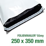 100 Folienmailer® Versandbeutel C4: Plastik Versandtaschen 250x350mm, selbstklebend und blickdicht, Versandtüten aus Plastik für Kleidung und Textilien