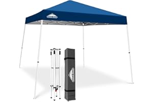 EAGLE PEAK 3m x 3m Slant Leg Pop-up Canopy Tent Instant Outdoor Canopy Easy Set-up Folding Shelter (Red)