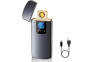 ASANMU Accendino Elettrico Regalo Uomo, Accendino USB Ricaricabile Antivento Elettronico USB Ricaricabile accendino Indicatore della Batteria per Candele Cucina Barbecue, Regalo Compleanno per Lui/Lei