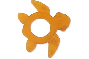 GRÜNSPECHT Mordedor de caucho natural orgánico para bebés dentistas, masajea las encías, libre de BPA, suave, promueve las motrices finas, tortuga (639-V2)