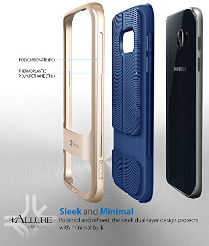 Galaxy S7 Funda  Vena  vAllure  CornerGuard ShockProof   Strong Grip  Bumper Frame h  brido de la cubierta ultra delgada La textura de la onda para Samsung Galaxy S7  Oro   Azul Marino 