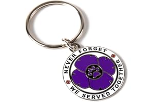 SENLAK Purple Poppy Remembrance Sunday Key Ring or Dog ID Tag - Never Forget, We Served Together