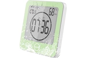VORRINC Termometro Igrometro Digitale, Orologio da Bagno Impermeabile Allarme Toccare Controllo Timer per il Conto Alla Rovescia, Termoigrometro da Interno per Casa Monitor di Temperatura e umidità (verde)