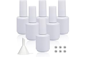 Agidea Empty Gel Nail Polish Bottles Empty Nail Polish Bottles 15ml Opaque Round Refillable Fingernail Polish Bottles UV Safe with Mixing Balls and Funnels (Matte White)
