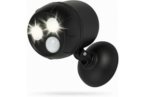 Proxinova Focos LED exterior, Luz Exterior con Sensor de Movimiento 1000 Lúmenes, Funciona con baterías, 360° Rotación + 100° Inclinación, Foco LED compacto y Fácil de Montar