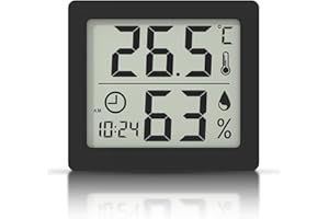 HOUDIAN Igrometro Termometro per interni Schermo LCD grande da 3,1 pollici Monitor di Temperatura e umidità per Ambienti Termoigrometro con orologio (nero)