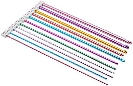 Damowa Tunisian Afghan Crochet Hooks Kit Aluminum Knitting Needles Set (2mm to 8mm),11 Pack