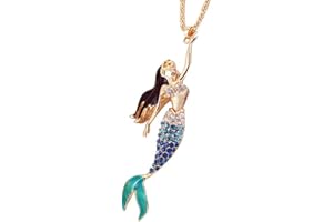 Uloveido Frauen die kleine Meerjungfrau Freundschaft Kristall Anhänger Halskette für Mädchen Kinder YS841