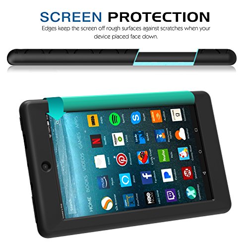 MoKo Hülle für All-New Amazon Fire 7 Tablet (7 Zoll – 7. Generation, 2017 Modell) – [Honey Comb Series] Leichte Rutschfeste Stoßfeste Silikon Schutzhülle Protector Case für das neue Fire 7 2017, Schwarz - 8