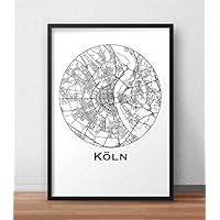 Plakat Köln Deutschland Minimalist Map - City Map, Dekoration, Geschenk