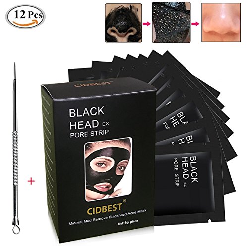 Mitesser Maske, Black Head Maske, Peel Off Maske, Mitesser Entferner Maske, Gesichtsmasken Schwarz, Blackhead Remover, CIDBEST® 12 Stück Schwarz Purifying Peel off Maske, Tiefenreinigende Schwarze Maske , Anti Akne Öl-Kontrolle Reinigungsmaske , anti Akne Reißen-Typ Mask Blackhead Killer + 1pcs Akne Werkzeug