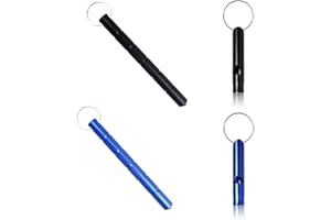 KSOIQPU 2 piezas bastón de defensa llavero, kit de emergencia con dos silbatos de supervivencia, kit de supervivencia de seguridad femenino, adolescente, masculino (azul marino, negro)