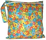 FAB4BABYSTARS, Circles, Wet Bag, Nappy Bag, Holiday Bag, Toiletry Bag, Storage Bag, Laundry Bag, Made with waterproof material (PUL), Stetchy with Zip and Handle