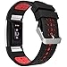 Produktbild MoKo Fitbit Charge 2 Armband, [Körnig Serie] Sportarmband Uhrenarmband Uhr Erstatzband für Charge 2 Smartwatch Zur Herzfrequenz und Fitnessaufzeichnung, Armbandlänge 110mm-205mm, Schwarz / Rot