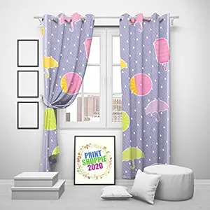 Eyelet Whiteout Polyester Eyelet Curtain Digital Printed Home Decor for Living Room, Bed Room, Kids Room by PRINTSHOPPIE (Curtains_258) - 5 Feet, Multi Color