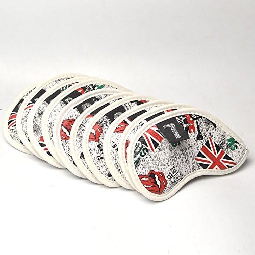 Golf Iron Club 10pcs British flag Synthetic Leather Golf Head Covers Fit for All Golf Brands Taylormade, Cobra, Nike Titleist, Callaway, Ping,