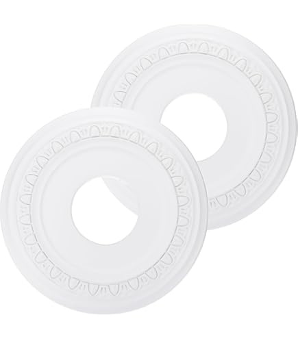 NICENEEDED 1Pack PU Ceiling Medallion 12 Inch OD X 3.5 Inch ID, Split Lighting Ceiling Cover Plate Ceiling Fan Medallion, Vintage Carved Flower PU Ceiling Medallion - View #8