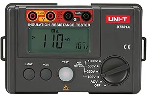 UNI-T UT501A Medidor de Resistencia de Aislamiento Medidor de Tierra Megómetro Voltímetro con Retroiluminación de LCD, 1000V