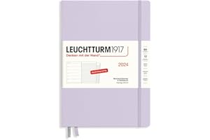 LEUCHTTURM1917 367751 kalendarz tygodniowy i notatnik z kompozycją (B5) 2024, z dodatkowym zeszytem na adresy i rocznice, fioletowy, niemiecki, 12 miesięcy
