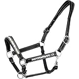 Heinick-Reitsport Qualitäts Lederhalfter ~ Stone White ~ Stallhalfter mit Strass-Steinbesatz (Warmblut / Full)