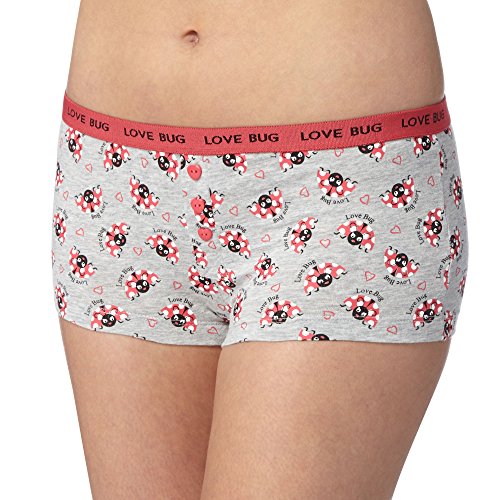 Debenhams Womens Grey 'Love Bug' Boxers 8