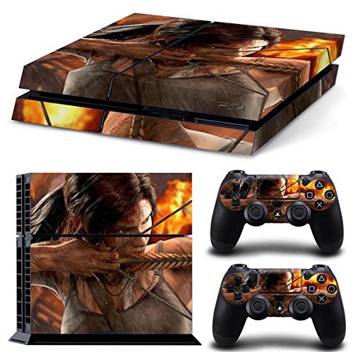 Preisvergleich Produktbild Playstation 4 + 2 Controller Aufkleber Schutzfolie Set - Tomb Raider (2) / PS4