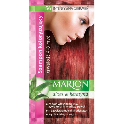 Marion Hair Color Shampoo in Sachet Lasting 4 to 8 Washes Aloe and Keratin - 56 Intensive Red