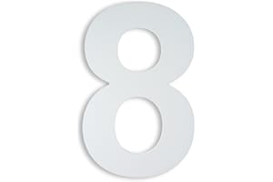 KTC-HOME - PREMIUM Hausnummer Weiß inkl. Montagematerial - pulverbeschichtet - Arial - Höhe 20 cm - RAL 9016 - rostfrei & wetterfestes Hausnummernschild - Hausnummer 8 -