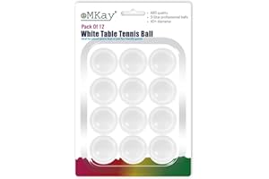eMKay® Pack of 12 Ping Pong Table Tennis Balls (3-Star 40+ High-Performance ABS Material Training Balls) Ideal for Indoor and Outdoor Table Tennis - WHITE