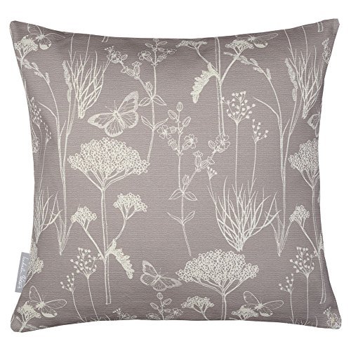 Designer Wasserdicht Garten Außen Kissen - Inby Feld - Design Gedruckt & handgefertigt in Großbritannien - Wiese Taupe, Set of 2, 40 x 40 cm Kissen