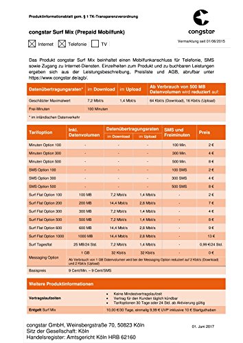 Preisvergleich Produktbild CONGSTAR Prepaid Starter Pack für Tablets