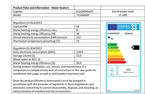 Eldom Warmwasserspeicher/Boiler 15L Übertisch druckfest - 3
