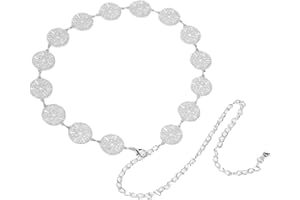 MoreChioce Brillant Ceinture de Robe,Femmes Décorative Chaîne Taille Métal Réglable Brillant Ceinture Stretch Élégant Or