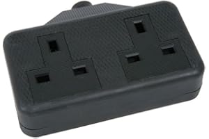 SKYTRONIC MSB47B 2 gang 13A rubber extension socket, Black