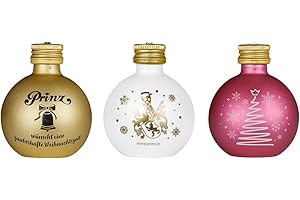 Prinz 3er Box Christbaumkugeln | Gefüllt mit edlem Schnaps & Likör | Weihnachtsdeko & Geschenkidee mit Alkohol | Originelle Schnapskugeln zum Aufhängen (3er Box Gold)