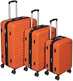AmazonBasics Valise de voyage à roulettes pivotantes,  Orange brûlé, Lot de 3 valises (55 cm, 68 cm, 78 cm)
