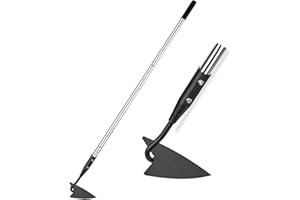 YEELOR Warren - Zappa triangolare da giardino in acciaio al carbonio con manico lungo regolabile da 144,8 cm, resistente, per giardinaggio, per lavori pesanti, per scavare, diserbare, scavare