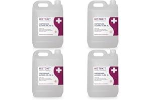 HISTOKIT SUMINISTROS DE LABORATORIO Alcohol isopropílico 99% 20 litros (Paquete de 4), Limpieza de electrónica, móviles, PC, objetivos y pantallas, Limpieza de superficies